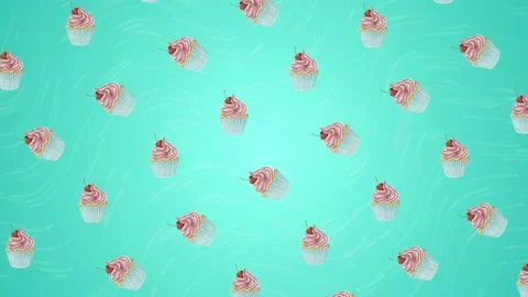 2d cartoon muffin cake background Stock Footage 212447101