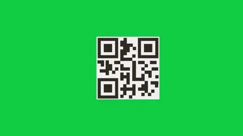 2d cartoon of QR code on green background, digital scanning. Stock Footage 296634816