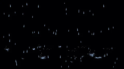 2D Cartoon Rain Drops Overlay with Ground Splashes	 Video stock 318657260