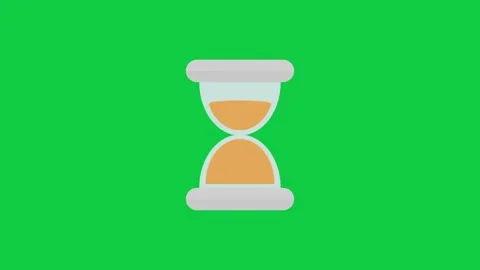 2d cartoon of sand timer graphic on green background, time. Stock Footage 296634804