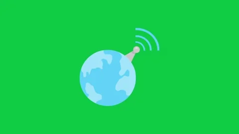 2d cartoon of simple globe icon on green background, world. Stock Footage 296634828