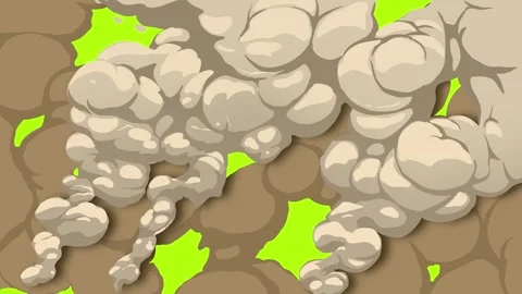 2D Cartoon Smoke Sweep Down Transition Green Screen Overlay Animation FX Stock Footage 339043436