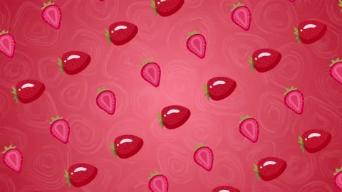 2d cartoon strawberry fruit background Stock Footage 212446340