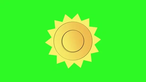 A 2D cartoon sun icon rotates on a green screen background. Smooth loop animatio Stock Footage 319763810