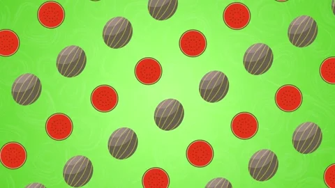 2d cartoon watermelon fruit background Stock Footage 212445779