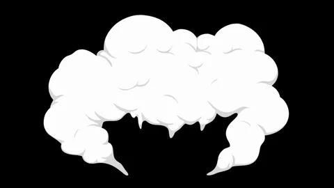 2D Cartoon White Smoke Explosion Animation FX Isolated on Black Background. Stock Footage 321550118