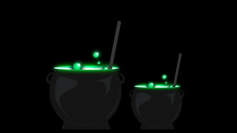 2d Cartoon witch cauldron animation with green and key color. Stock Footage 288871453