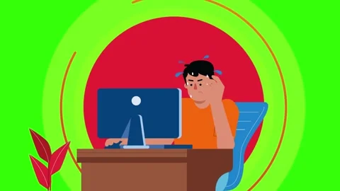 2d Character Animated Stressed Working Greenscreen - High Quality Stock Footage Stock Footage 310735794