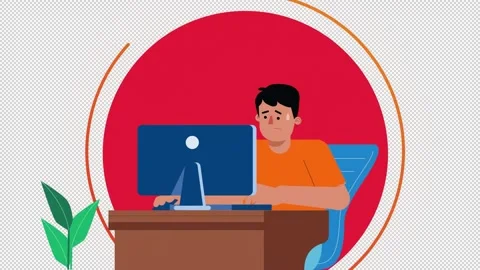 2d Character Animated Stressed Working - High Quality Stock Footage Stock Footage 310736094