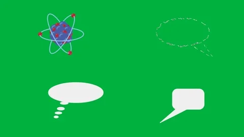 2d character atom speech bubble thought bubble on green screen chroma key. Stock Footage 310121773
