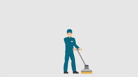 2D Character Cleaning Service Alpha Channel Stock Footage 260841229