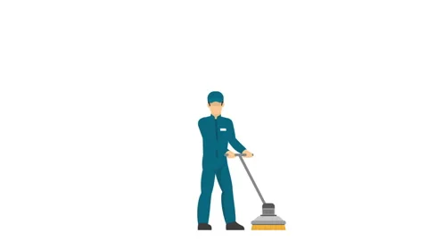 2D Character Cleaning Service Background Stock Footage 260841233