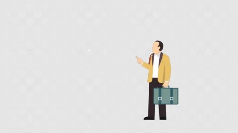 2d Character Man with Briefcase Alpha Channel Stock Footage 260842119