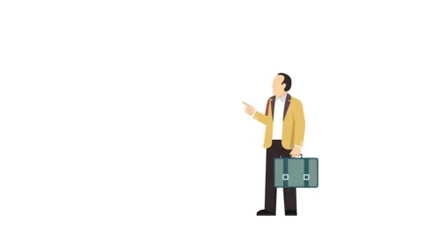 2d Character Man with Briefcase Stock Footage 260842075