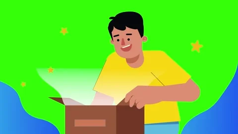 2d Character Opening Magic Box Greenscreen - High Quality Stock Footage Stock Footage 310735705