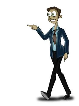 2d character with pointing something 스톡 일러스트