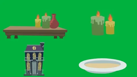 2d character table books potion frog on green screen chroma key 4k. Stock Footage 310123022