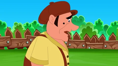 2d character walking cycle of a farmer Stock Footage 303684472