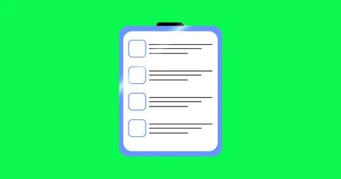 2D Checklist motion graphic pop-up. Clipboard with white paper and checkbox.. Illustrazione stock