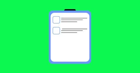 2D Checklist motion graphic pop-up. Clipboard with white paper and checkbox.. Illustrazione stock