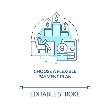 2D choose a flexible payment plan linear icon concept Stock Illustration