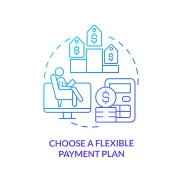 2D choose a flexible payment plan linear icon concept Stock Illustration