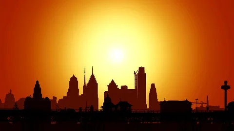 2D City Forward Parallax Stock Footage 103352389