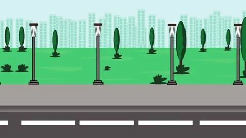 2D city street loop animation Stock Footage 319579741