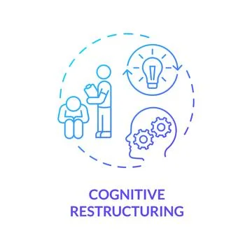 2D cognitive restructuring gradient line icon concept Stock Illustration