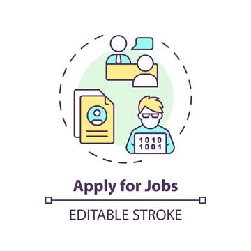 2D colorful thin line apply for jobs icon concept Illustrazione stock