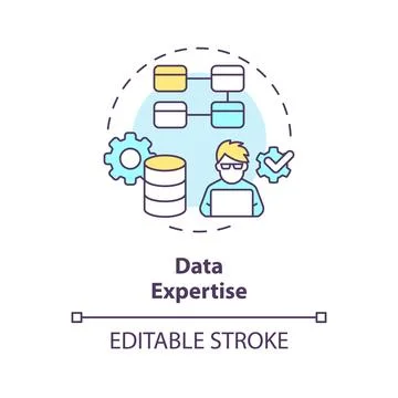 2D colorful thin line data expertise icon concept Stock Illustration
