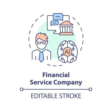 2D colorful thin line icon financial service company concept Stock Illustration