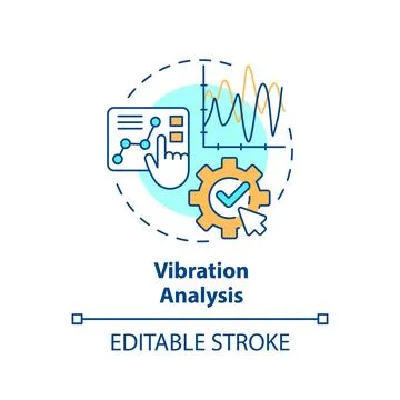 2D colorful thin linear icon vibration analysis concept Stock Illustration