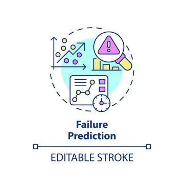 2D colorful thin linear icon failure prediction concept イラスト素材