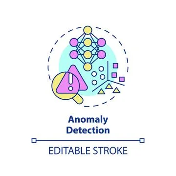 2D colorful thin linear icon anomaly detection concept Ilustración de archivo