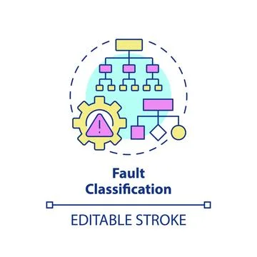 2D colorful thin linear icon fault classification concept イラスト素材