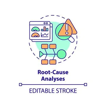 2D colorful thin linear icon root cause analysis concept Stock Illustration