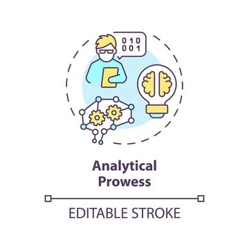 2D colorful thin linear icon analytical prowess concept Stock Illustration