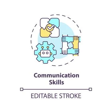 2D colorful thin linear icon communication skills concept Stock Illustration