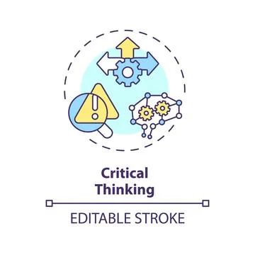 2D colorful thin linear icon critical thinking concept Stock Illustration