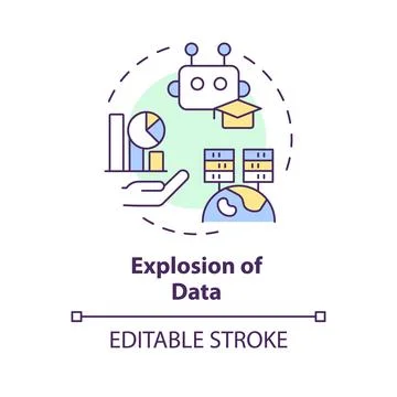 2D colorful thin linear icon explosion of data concept Stock Illustration