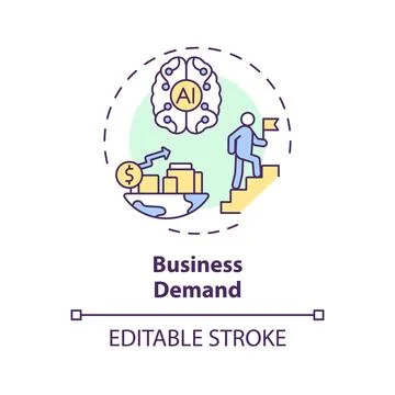 2D colorful thin linear icon business demand concept Stock Illustration