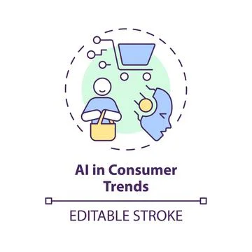 2D colorful thin linear icon AI in consumer trends concept Stock Illustration