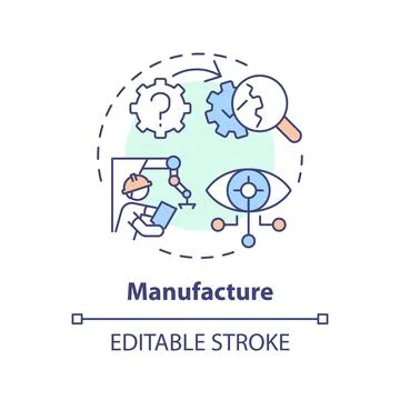 2D colorful thin linear icon manufacture concept Stock Illustration