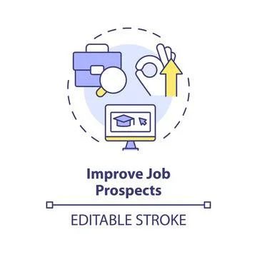2D colorful thin linear icon improve job prospects concept Stock Illustration