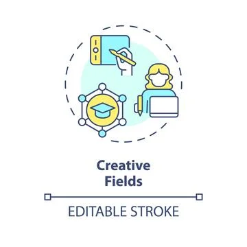 2D colorful thin linear icon creative fields concept イラスト素材