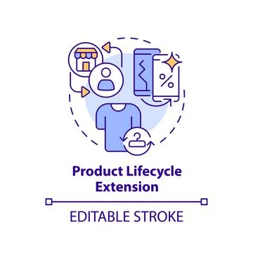 2D colorful thin linear icon product lifecycle extension concept Stock Illustration