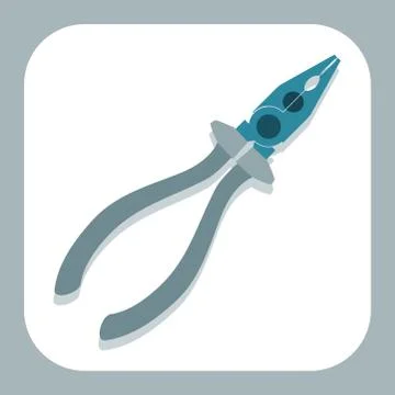 2D combination pliers with drop shadow. Isolated on white Illustrazione stock