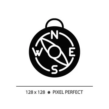 2D compass simple glyph style black icon Stock Illustration