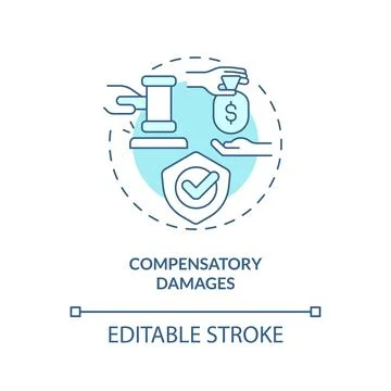 2D compensatory damages blue line icon concept Stock Illustration